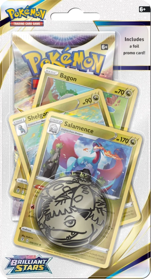Salamence Premium Checklane Blister from Brilliant Stars Pokémon card set